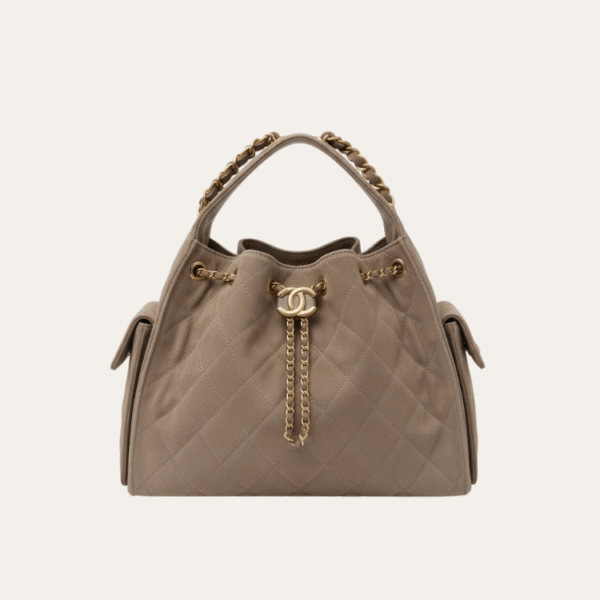 Chanel 25 Small Hand Bag Taupe 13.4 Inches