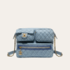 Chanel Quilted Camera Bag Blue 12.2 Inches