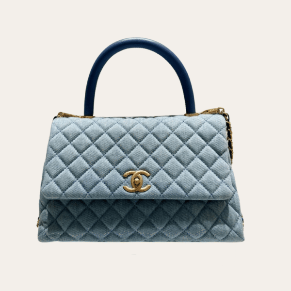 AURCN-BAG1009 Chanel Coco Handle Light Blue 11.4 Inches