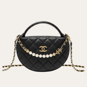 Chanel Quilted Chain Around Pouch Black 7.5 Inches