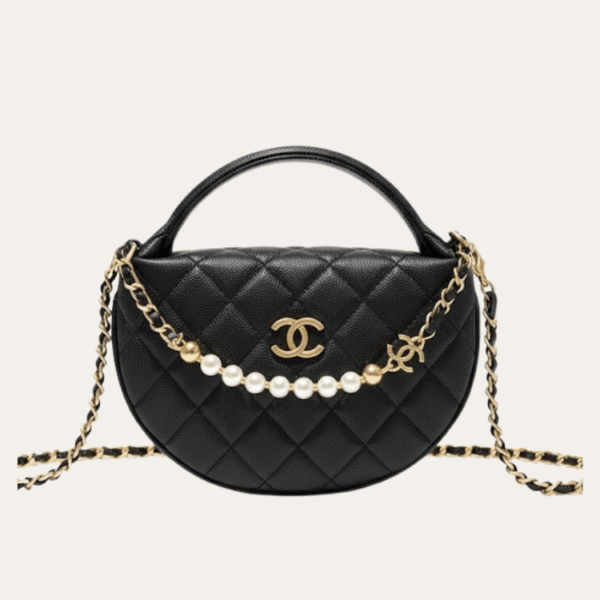 Chanel Quilted Chain Around Pouch Black 7.5 Inches