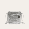 Chanel 22 Sequined Coin Bucket Bag Silver 6.7 Inches