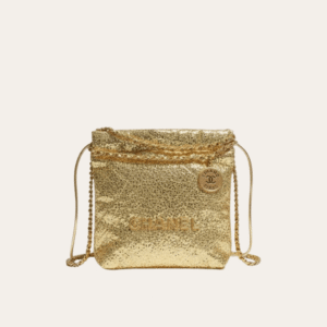 Chanel 22 Sequined Coin Bucket Bag Gold 6.7 Inches