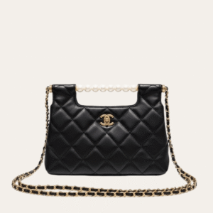 Chanel Small Tote Shini Pearls Gold-Tone Metal Black 9.1 Inches