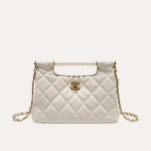 Chanel Small Tote Shini Pearls Gold-Tone Metal Beige 9.1 Inches