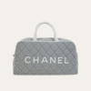 Chanel Vintage Quilted Bowling Bag Grey 13.8 Inches