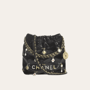 Chanel 22 Mini Drawstring Bucket Bag Black 7.9 Inches