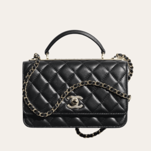 Chanel Wallets On Chain (Woc) Diamond Buckle Bag Black 7.5 Inches