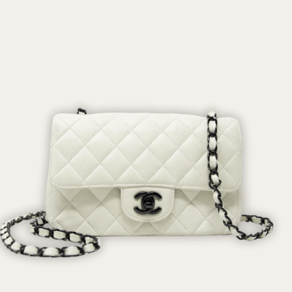 Chanel Classic Square Mini Flap Bag White 7.9 Inches