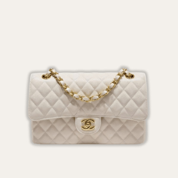 Chanel Classic Medium Flap Bag White 10.2 Inches