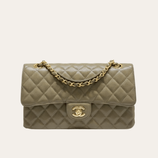 Chanel Classic Medium Flap Bag Olive Green 10.2 Inches