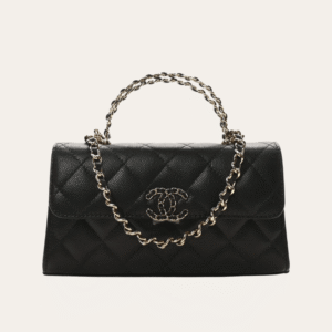 Chanel Flap Bag Top Handle Woc Black 7.5 Inches
