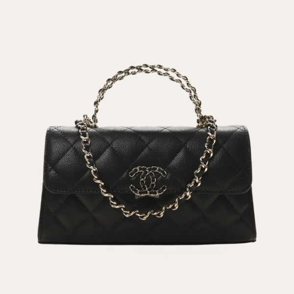 Chanel Flap Bag Top Handle Woc Black 7.5 Inches