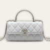 AURCN-BAG1057 Chanel Flap Bag Top Handle Woc White 7.5 Inches