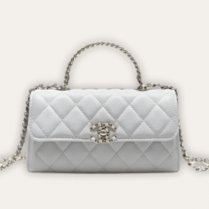 Chanel Flap Bag Top Handle Woc White 7.5 Inches