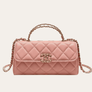 Chanel Flap Bag Top Handle Woc Light Pink 7.5 Inches