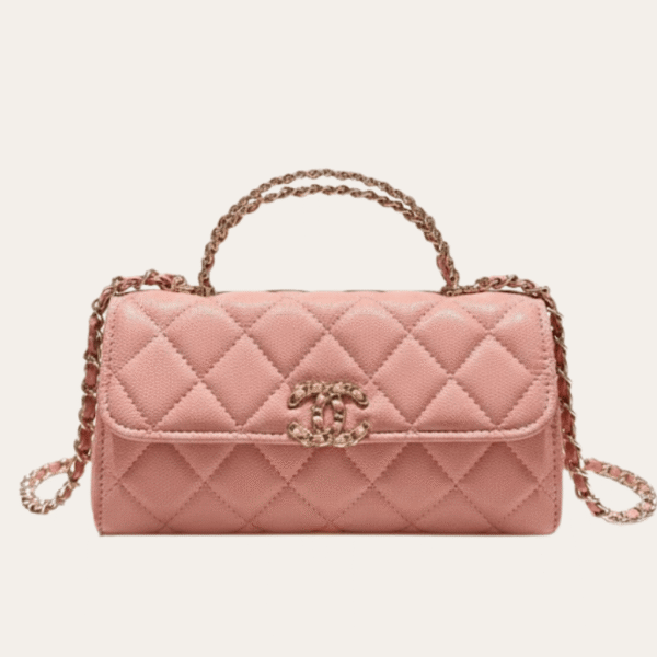 Chanel Flap Bag Top Handle Woc Light Pink 7.5 Inches