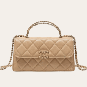 Chanel Flap Bag Top Handle Woc Light Beige 7.5 Inches