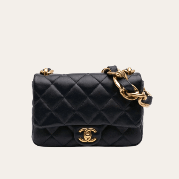 Chanel Flap Square Bag Black 7.9 Inches