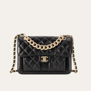 Chanel Vintage Postman Flap Backpack Black 8.7 Inches