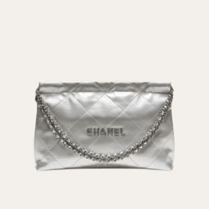 Chanel 22 Handbag Silver Metallic 13.8 Inches