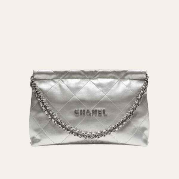 Chanel 22 Handbag Silver Metallic 13.8 Inches
