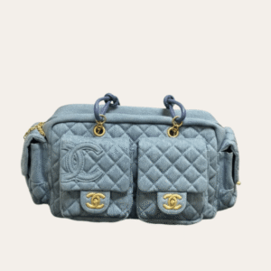 Chanel Bowling Denim Multi-Pocket Blue Denim 11.8 Inches