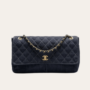 Chanel Denim Classic Flap Shoulder Bag Dark Blue Denim 16.9 Inches