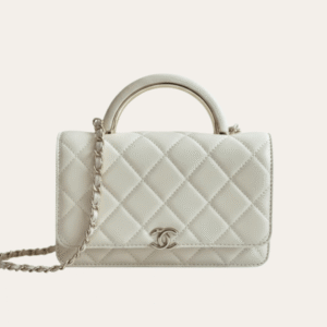 Chanel Flap Bag Top Handle Woc Off-White 7.9 Inches