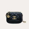 Chanel Coin Charm Flap Bag Black 7.9 Inches