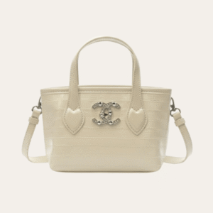 Chanel Vanity Mini Tote Bag With Crystal Cc Logo Off-White 6.3 Inches