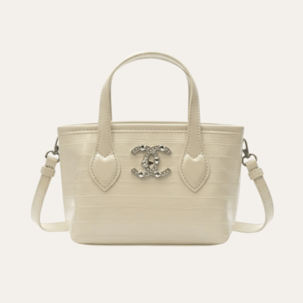 Chanel Vanity Mini Tote Bag With Crystal Cc Logo Off-White 6.3 Inches