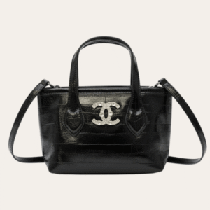 Chanel Vanity Mini Tote Bag With Crystal Cc Logo Black 6.3 Inches