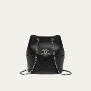 Chanel Drawstring Bucket Bag Black 7.9 Inches