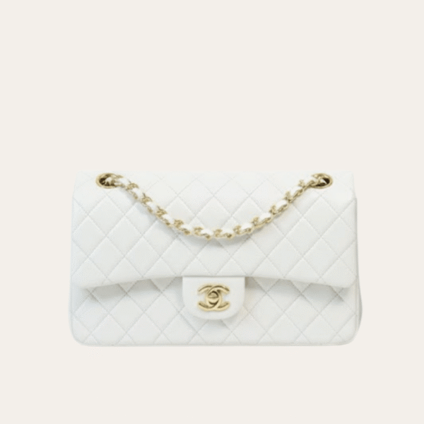 Chanel Classic Flap Bag White 9.8 Inches