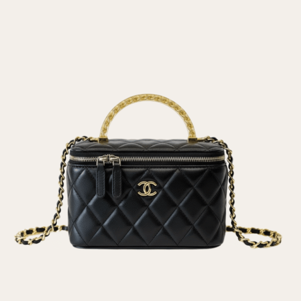 Chanel Mini Vanity Case With Top Handle Black 6.3 Inches