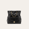 Chanel Drawstring Bucket Bag With Front Pocket Black 13 Inches