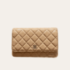 Chanel Flap Bag Woc (Wallet On Chain) Dark Beige 7.5 Inches