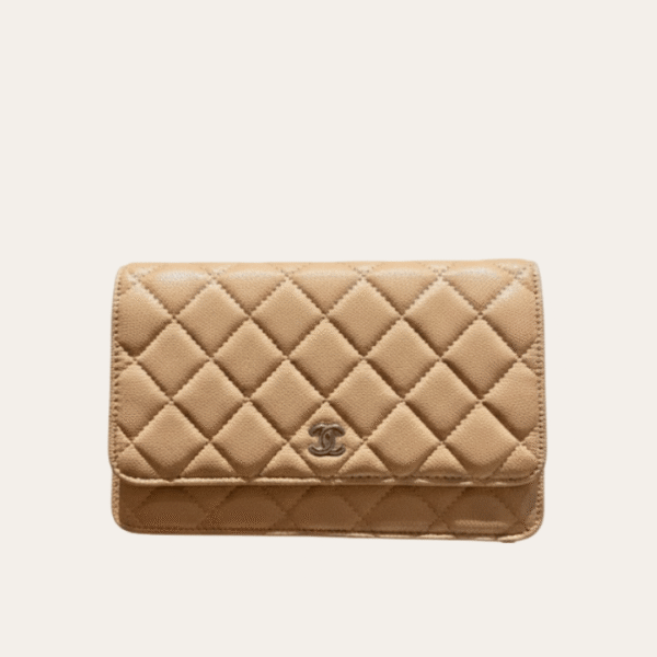 Chanel Flap Bag Woc (Wallet On Chain) Dark Beige 7.5 Inches