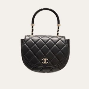 Chanel Top Handle Half-Moon Flap Bag Black 6.3 Inches