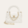 Chanel Mini Top Handle Flap Bag White 8.3 Inches
