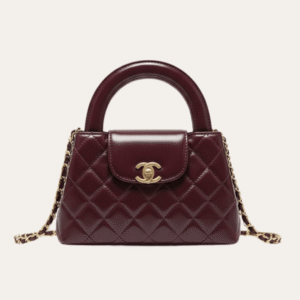 Chanel Mini Top Handle Flap Bag Burgundy 8.3 Inches