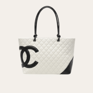 Chanel Cambon Line Tote Bag White/Black 11.0 Inches
