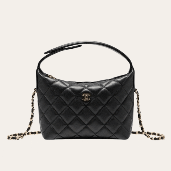 Chanel Hobo/Shoulder Bag With Top Handle Black 7.1 Inches