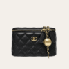 Chanel Mini Vanity Case With Gold Ball Black 7.1 Inches