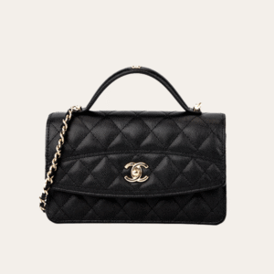 Chanel Vintage-Style Shoulder Bag Black 7.5 Inches