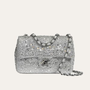 Chanel Classic Flap Bag Full Embellished Silver 7.9 Inches