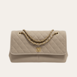 Chanel Vintage-Style Flap Bag Khaki 15.7 Inches