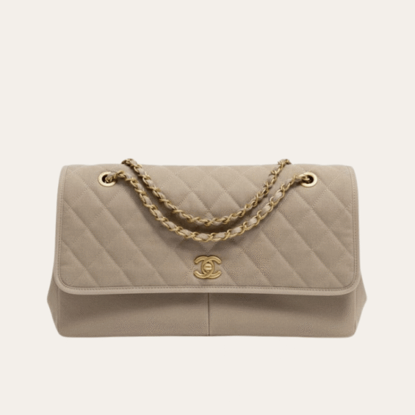 AURCN-BAG1131 Chanel Vintage-Style Flap Bag Khaki 15.7 Inches