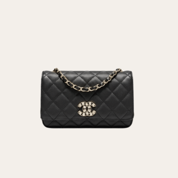 Chanel Flap Bag Woc (Wallet On Chain) Black 7.5 Inches